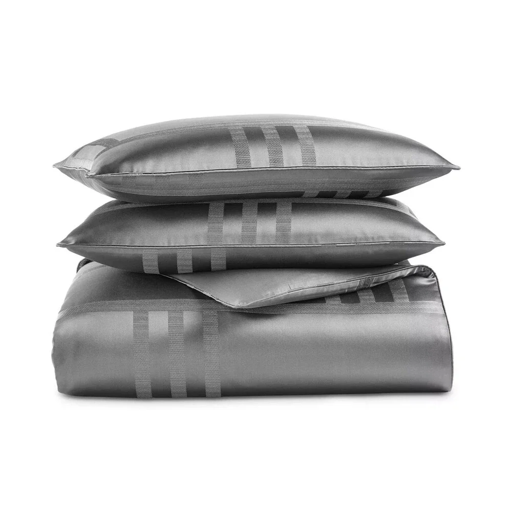 Hotel Collection Structure Charcoal 3-Piece King Duvet Cover Set Geometric